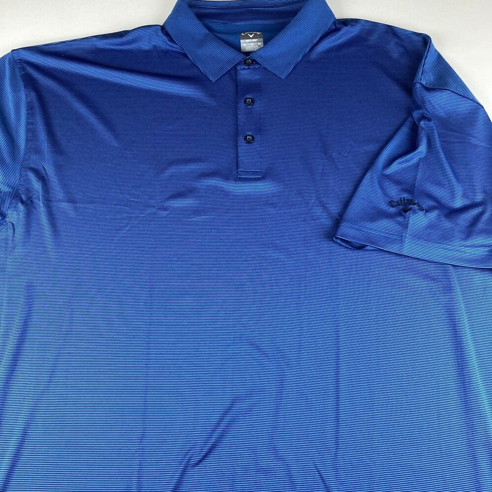 Callaway Opti-Dri Polo Shirt Mens 4XL Blue Striped Golf Performance Big Tall
